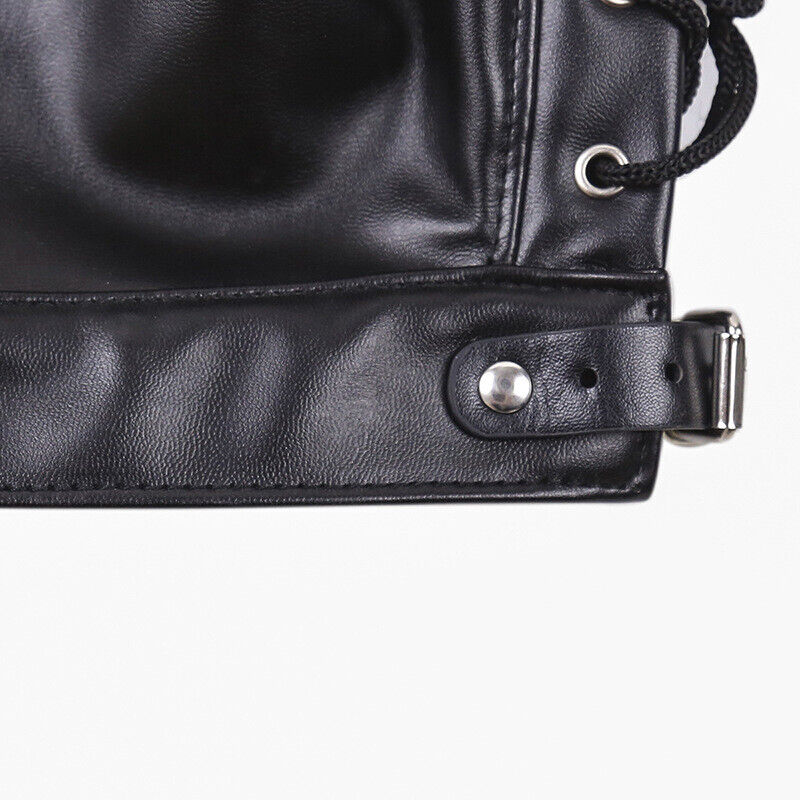 PU Leather BDSM Black PU Leather Hood Mask Full Head Face Cover Costume Restraint for Role Play Cosplay Adult Toys Sexy Toys