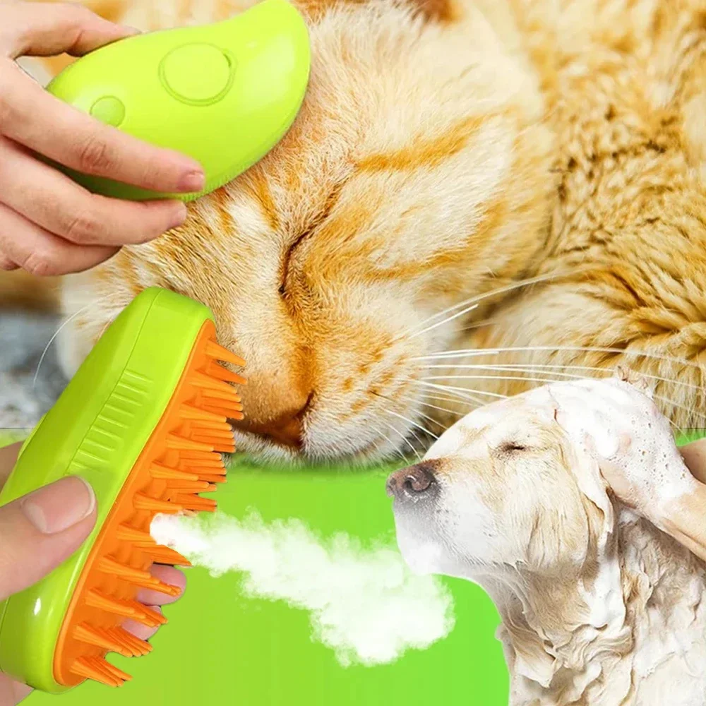 Dog Cats Accessories Massage Comb Grooming Accessories for Cats Brush Pet Spray Soft Silicone Steam Built-in Electric Hair Stuff