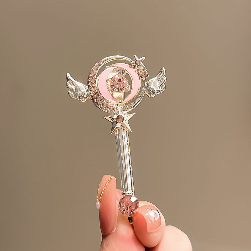 Anime Cute Duck Beak Clip Card Captor Sakura Pink Angel Girl Wing Jewelry Cosplay Magic Wand Hair Spring Clip Hair Cord Ornament