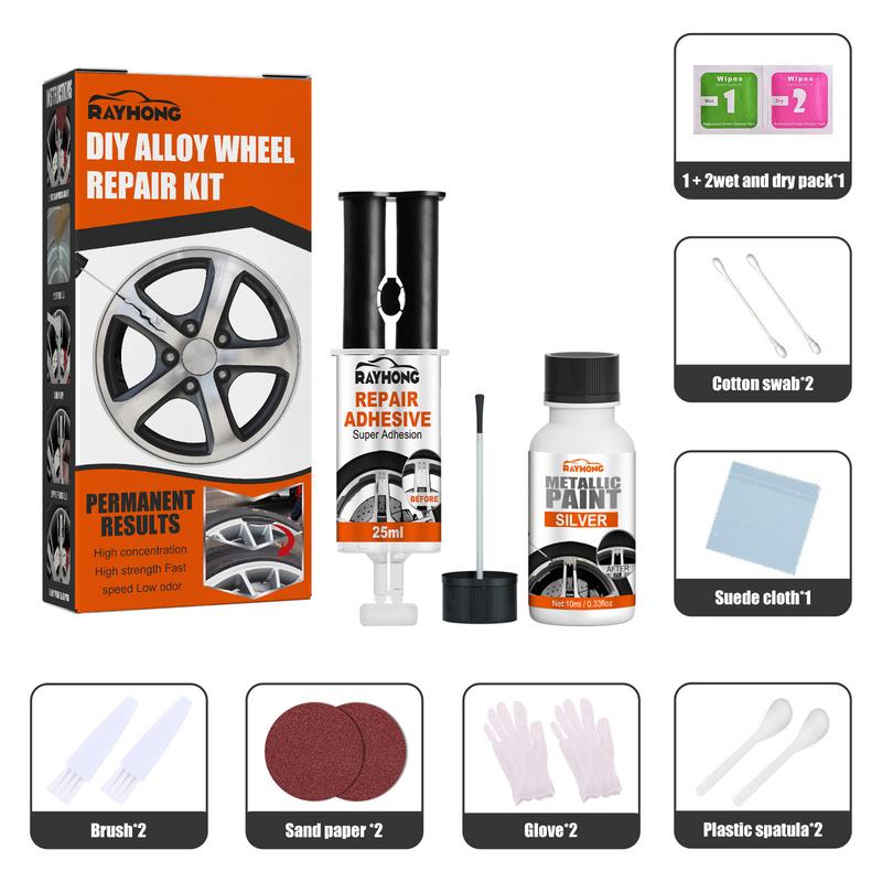 Alloy Wheel Repair Adhesive Kit Scratch and Dent Remover Wheel Paint Fix Curb And Paint Rim Surface Anti-Rust Repair Kit
