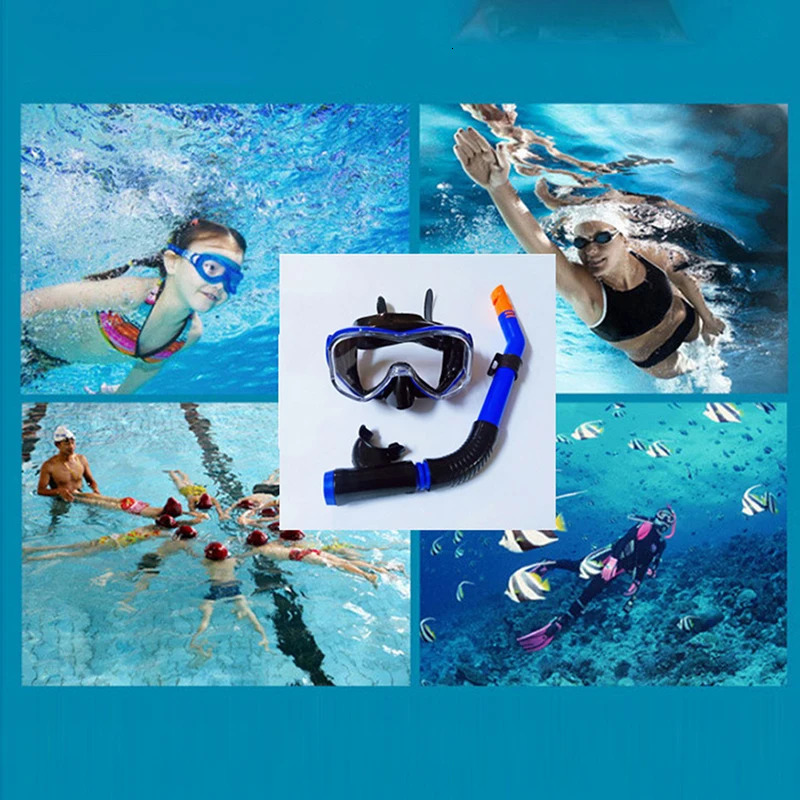 Snorkel Set Full Face Mask Diving Goggles Equipment Deep Sea Suit Tempered Glass Dry Glasses Adult 240506