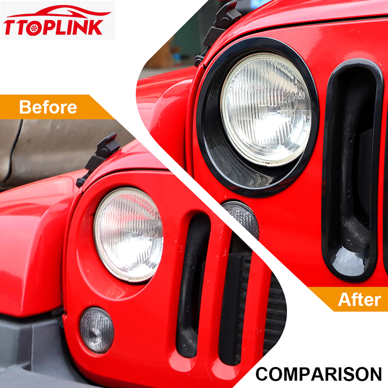 ABS Exterior Headlight Decorative Ring/Grille Decorative Ring Cover without Mesh for Jeep Weangler JK 2007-2017 Car Accessories