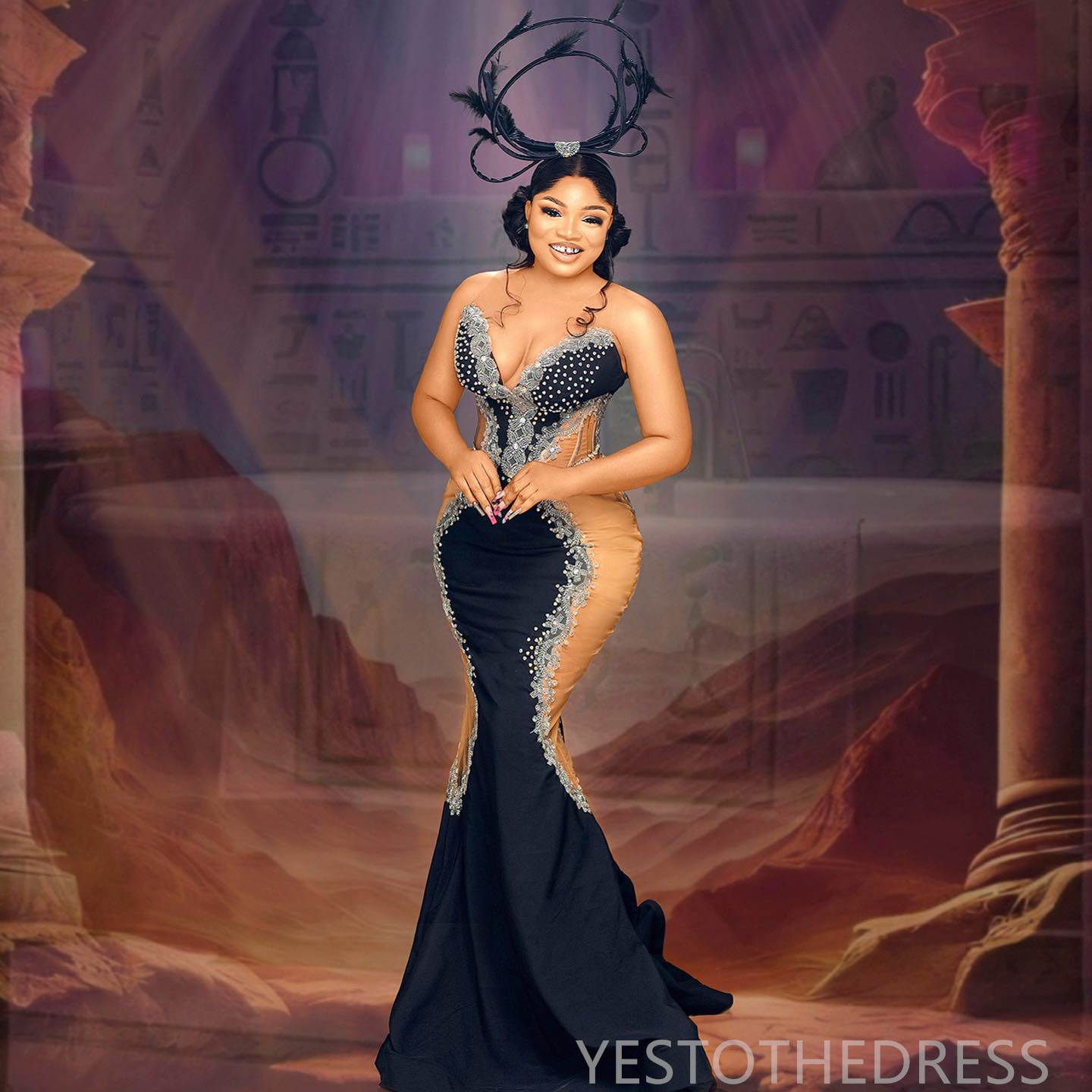 R&W 2024 Plus Size Aso Ebi Prom Dresses for Special Ocns Sheer Neck Illusion Appliqued Beaded Lace Birthday Dress Second Reception Gowns Engagement Go