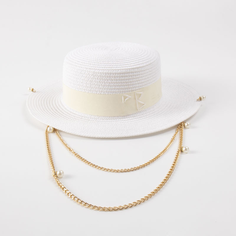 Women Snapbacks Designer Pearl Wide Brim For Travel Straw Hats Sun Protection Caps