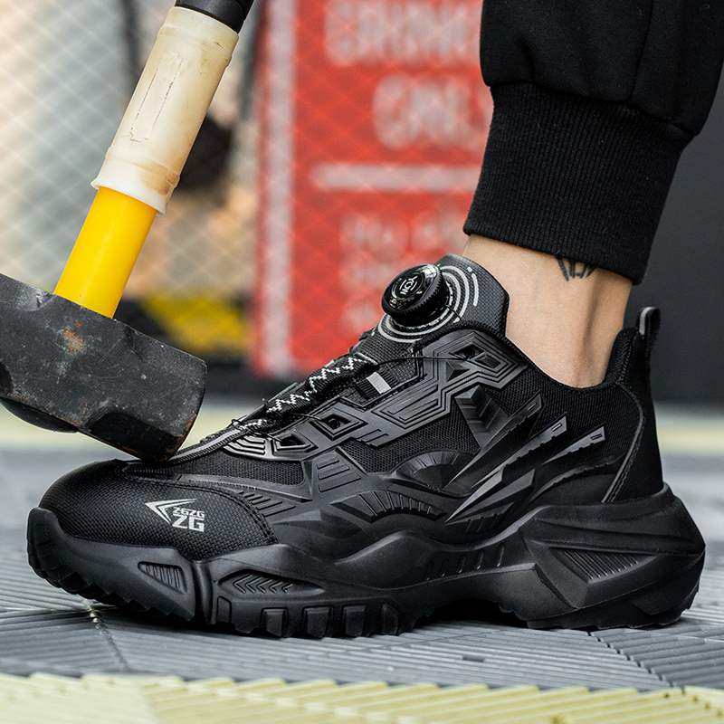 TOP quality Rotary Buckle Security Boots for Men Work Sneakers Breathable Steel Toe Safety Shoes Puncture-Proof Men Botas