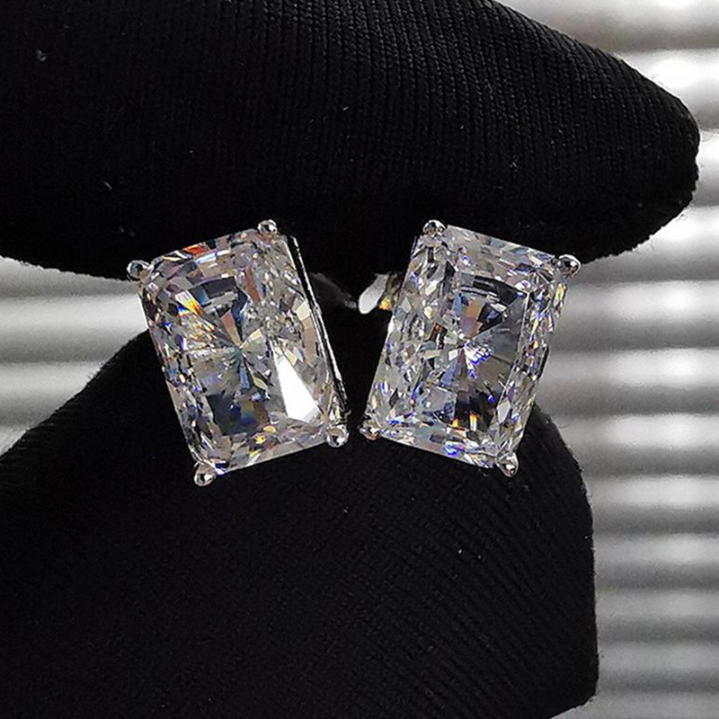 Cubic Zircon Dia Stud Earrings Charm Designer Sier Gold Crystal Round Square Love Heart Ear Rings Engagement Wedding Gift for woman Fine Jewelry
