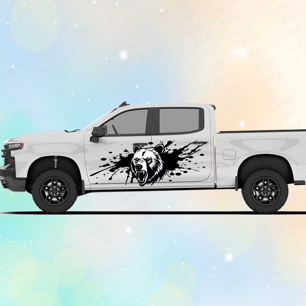 Angry Bear Splash Large Car Stickers and Decals Car Body Stickers Car-Side Decals Waterproof Car Vinyl Stickers for Truck SUV