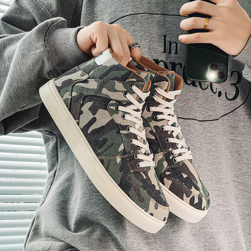Hip hop Camouflage Shoes Men Casual Sneakers High Top Plaform Comfy Big size 47 Men Running Board Shoes Trend Tenis masculino