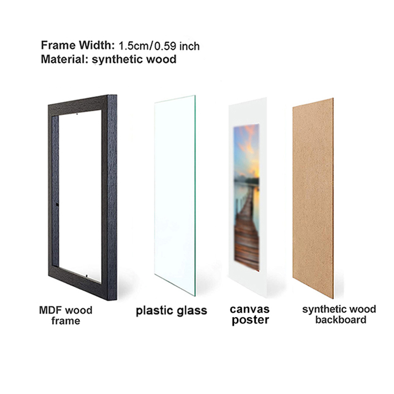 2pcs Black Picture A4 15X20/9X13/10X15/13X18CM Wood Photo Without Mat Certificate Document Frame Wall Hang Desktop H260306