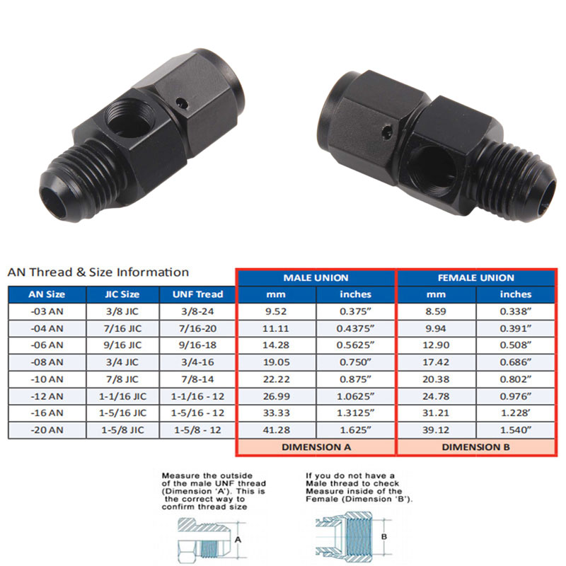 AN4 6 8 10AN Male to Female 1/8 NPT Gauge Sensor Side Port Adapter Oil Fuel Fitting Hose End adapter