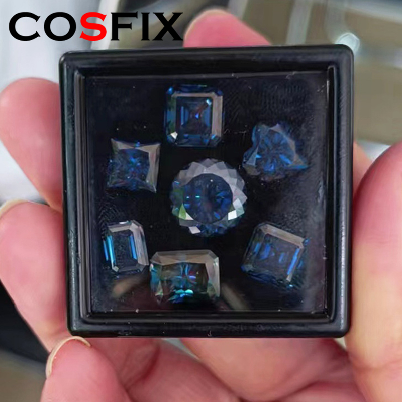 Royal blue Moissanite Loose Stones 100 Faced Cut Moissanite Diamonds Stone Heart Radiant Ascher Moissanite Loose Diamond