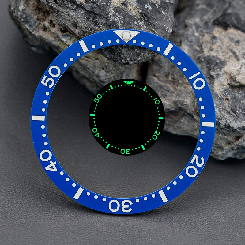 38MM C3 Green Luminous Ceramic Bezel Insert Fit SKX007 SKX009 SRPD Abalone Tuna Men's Watch Case With Seiko NH35 NH36 Movement