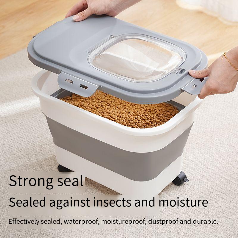 33LB Collapsible Dog Folding Airtight Pet Cat Food Container with Lids Sealing Kitchen Rice Storage Boxes
