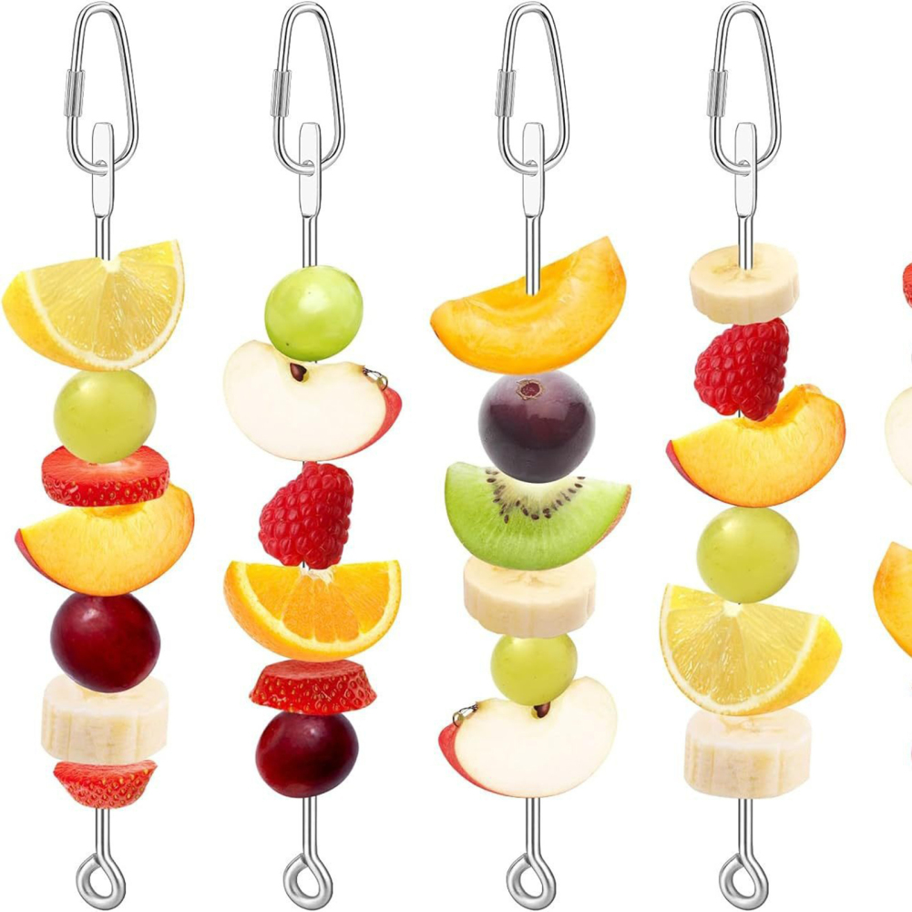 5PCS Bird Skewer Bird Food Holder Bird Feeder Stainless Steel Parrot Skewer Fruit Vegetable Holder Foraging Hanging Food Feeder