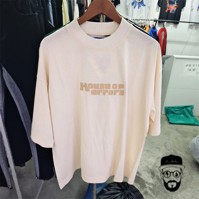 highquality pure cotton House of errors mens Tshirt apricot oversized loose top tee 240516