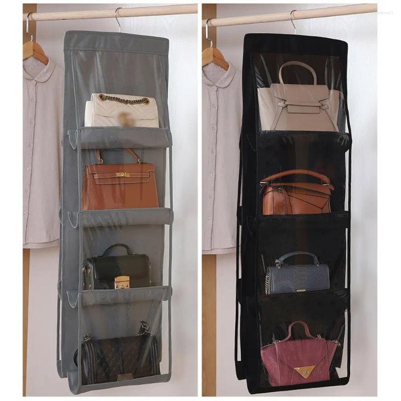 Storage Boxes Hanging Handbag Organizer Non-woven Holder PVC Purse Closet 8 Pocket