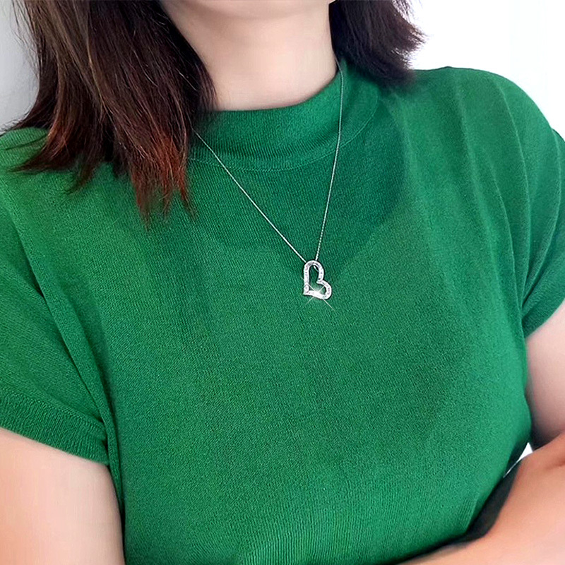 Cubic Zircon Love Heart Pendant Necklace Charm Designer Jewelry Silver Gold Chain Heart Love Water Drop Cross Necklaces Valentine Gift Fashion Jewellr - view 5