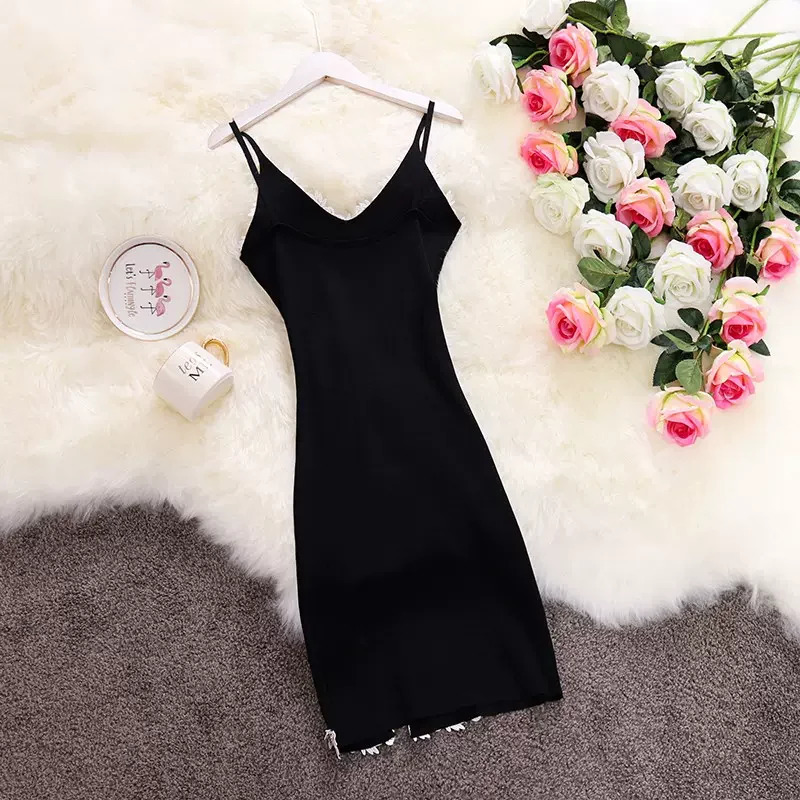 Elastic Guipure Lace Panel Bodycon Cami Dress Elegant Split Spaghetti Strap Dress Womens Clothing Short Dress 240518