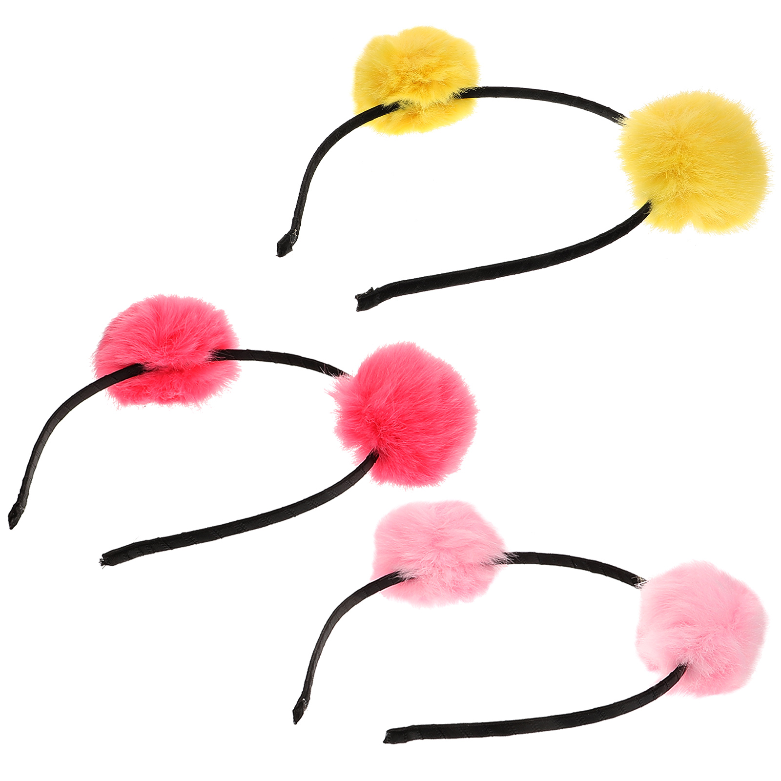 3Pcs Pom Pom Headband Fluffy Hairdband Furry Hair for Kids Costume