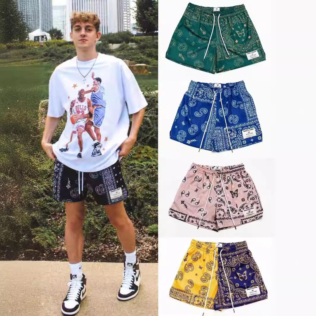 Men's Shorts RYOKO RAIN Summer Men's Men And Women's Fashion Beach Seaside Casual Mesh Sports Quick-drying Quarter Pants