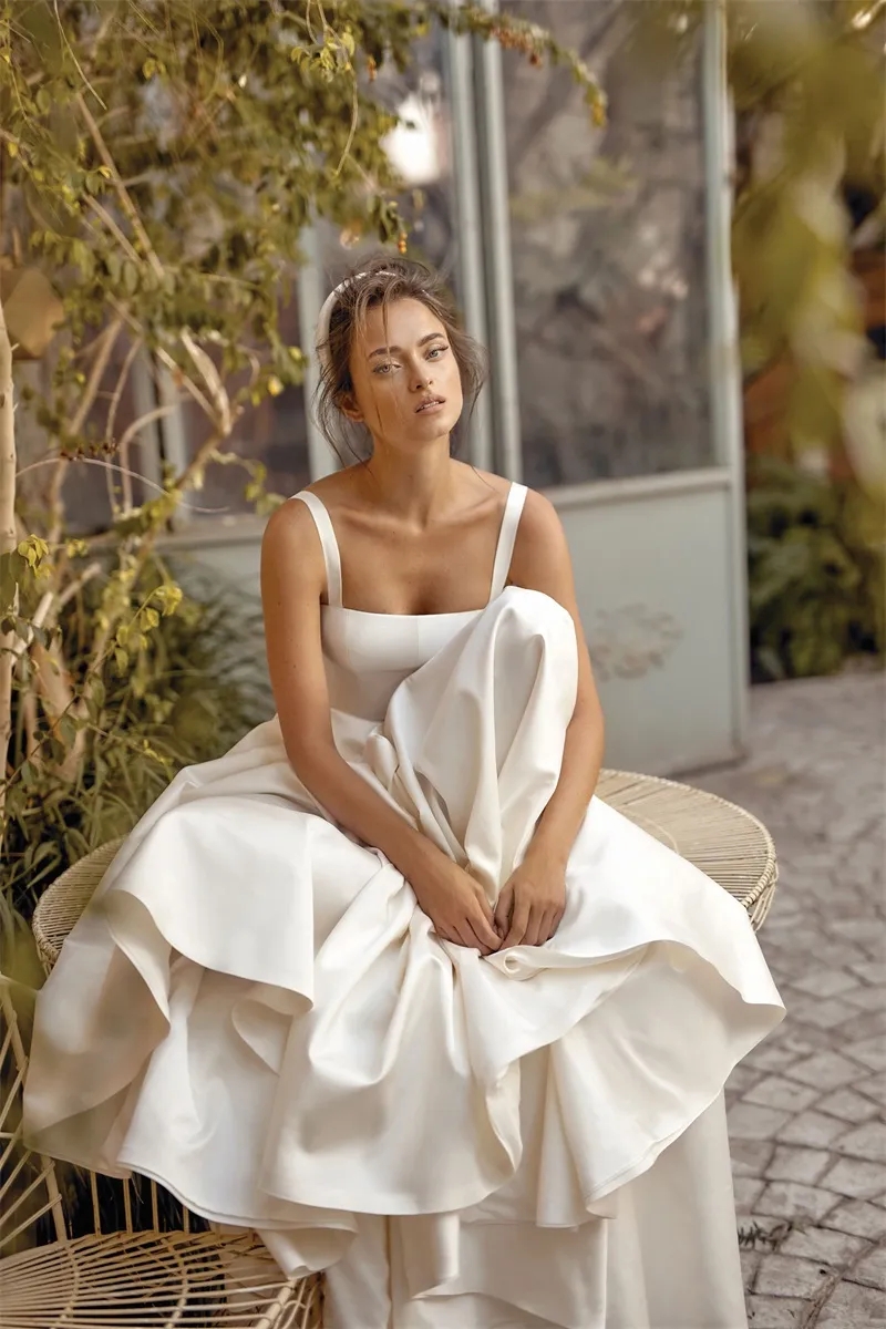 Hod Boho Lihi Dresses A Line Bridal Gowns Spaghetti Neck Sexy Backless Wedding Dress for Garden Beach Robes De Mariee