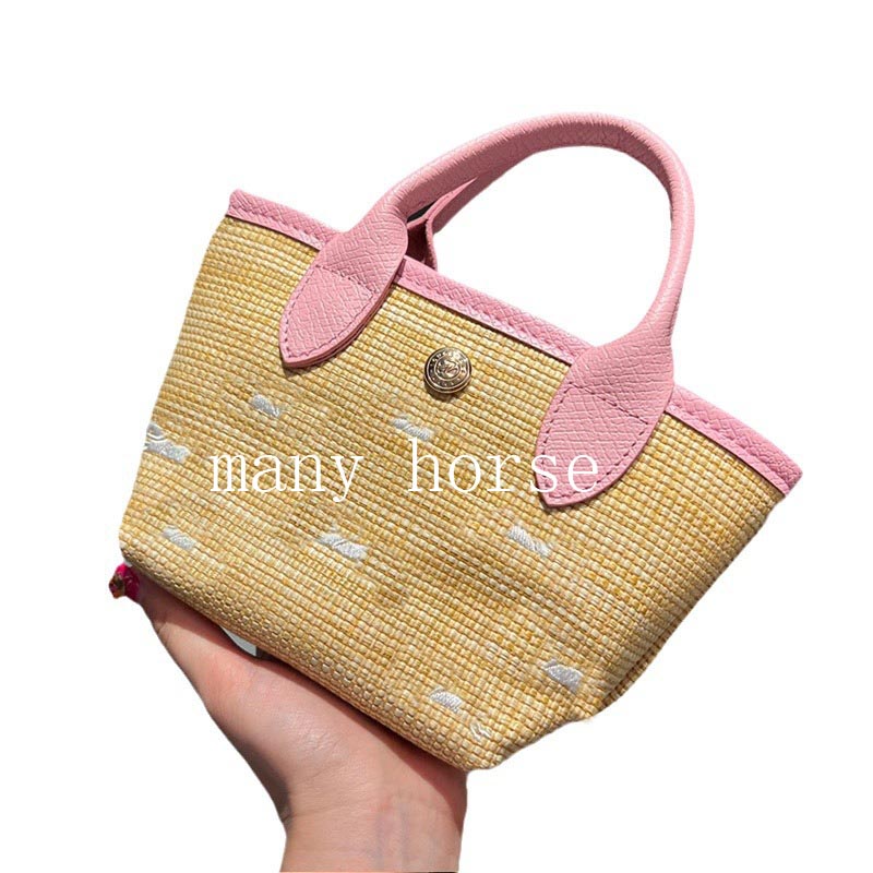 Shoulder Bags Fashion French mini straw bag small hand carry Tote shoulder crossbody womens bag vegetable mini vegetable basket