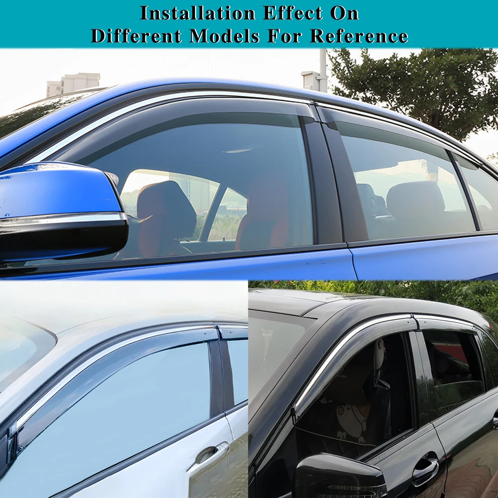 For V90 2017-2022 Car Window Sun Rain Shade Visor Shield Shelter Protector Cover Frame Sticker Exterior Accessories