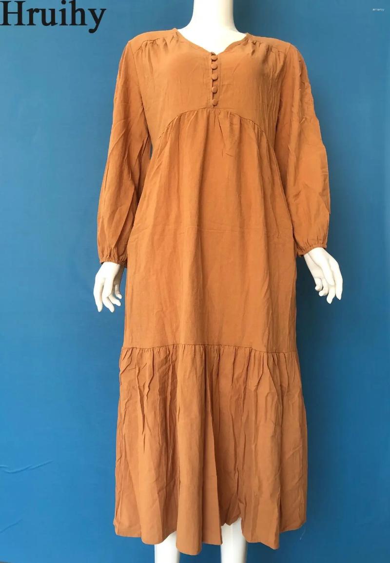 Casual Dresses Dress For Women 2024 Spring Fall V Neck A Line Long Sleeve Clothing Female Plus Size Solid Elegant Cotton Linen