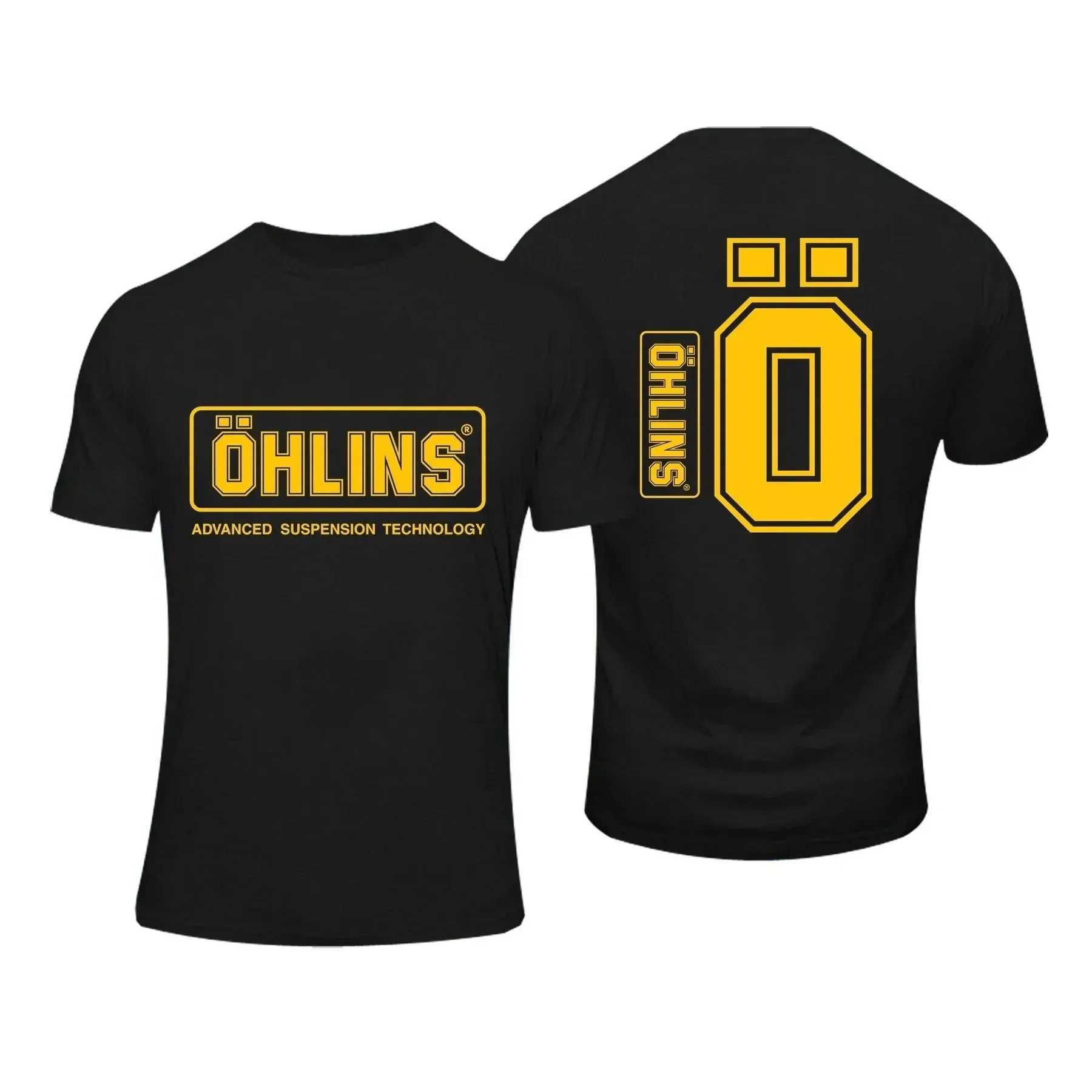 Men's T-Shirts Summer cotton T-shirt for men Ohlins Suspension car motorcycle sports Racing T-shirt Casual oversized top for men Family wear T240