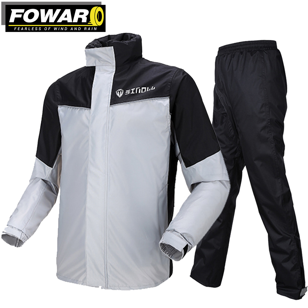 Motorcycle Raincoat Reflective Waterproof Biker Clothing Scooter Motorbike Accessories Top And Bottom Set Men Women S-2XL