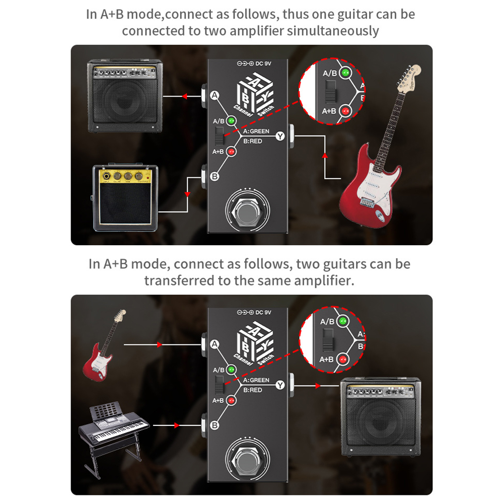 1pc ABY Guitar Effect Pedal Bidirectional Circuit Processor Bidirectional Circuit Selector For Electric Guitars Basses Parts