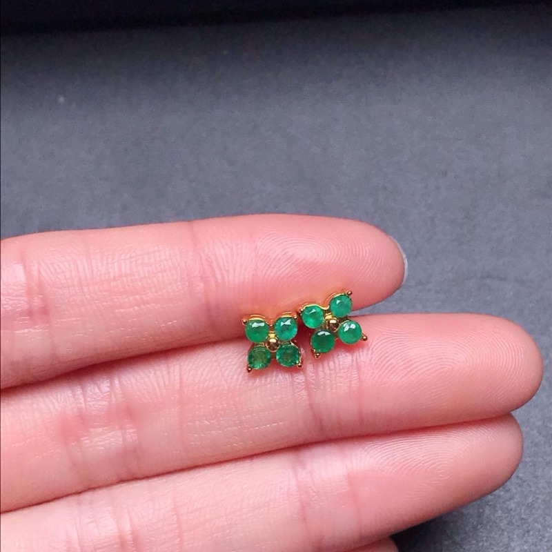 YULEM 100% Natural Emerald Stud Earrings Luxury Style 3*4 Mm 925 Silver Colombian Origin