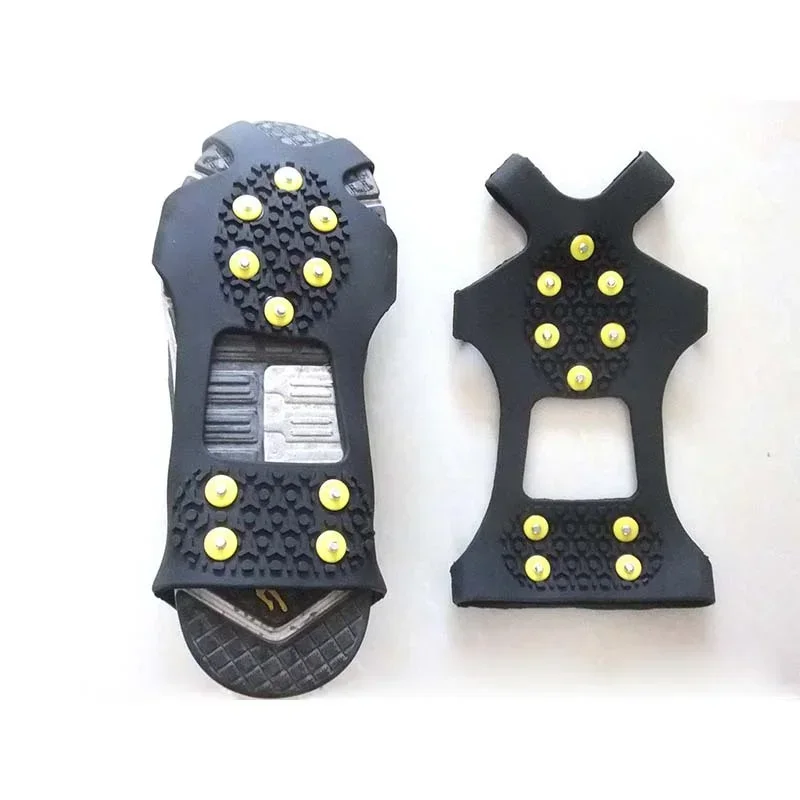 10 Studs Anti-Skid Snow Ice Climbing Shoe Spikes Ice Grips Cleats Crampons Winter Outdoor Climbing Anti Slip Safety Shoes Cover