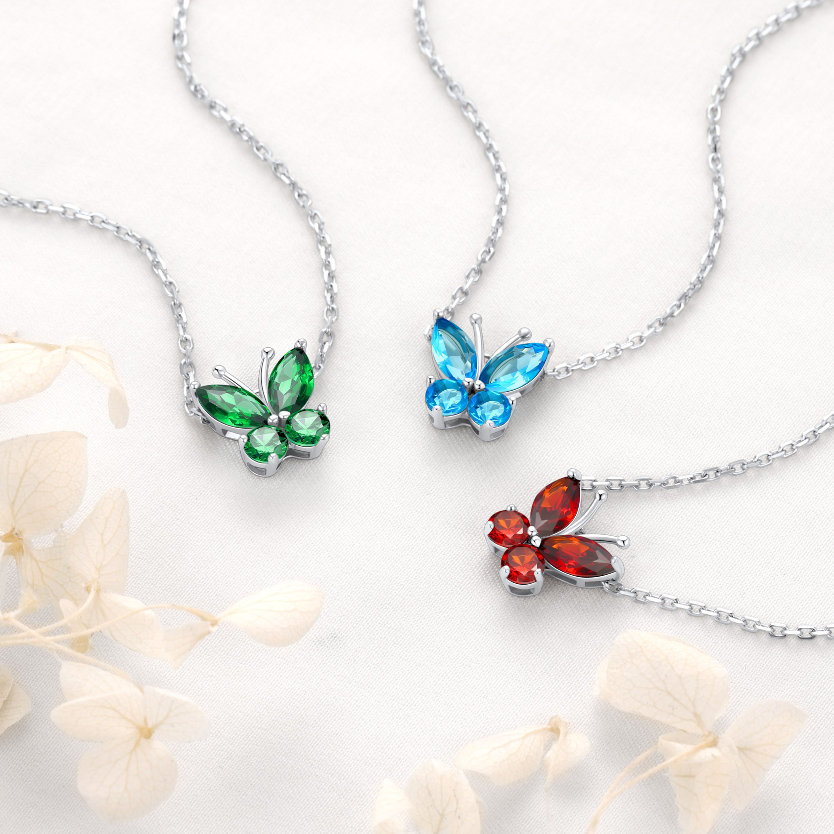 U7 Butterfly Anklets for Women S925 Foot Bracelet Birthstone Sterling Silver Adjustable Beach Jewelry Length 8.5"-10.5"