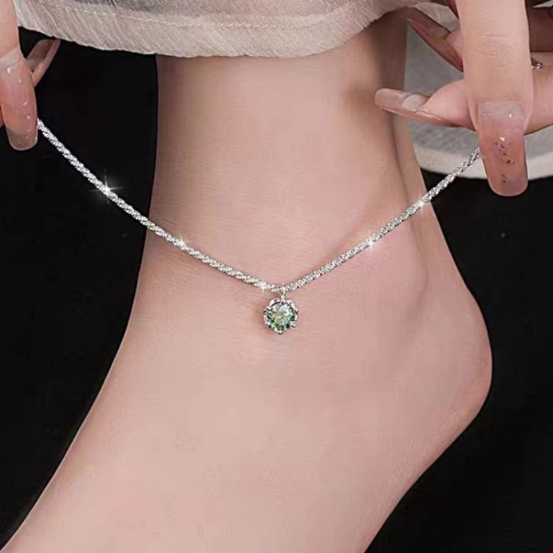 S925 Sterling Silver Anklet Full of Stars Sparkling Super Sparkling Zirconia Anklet Female Premium Niche Design Foot Jewellery