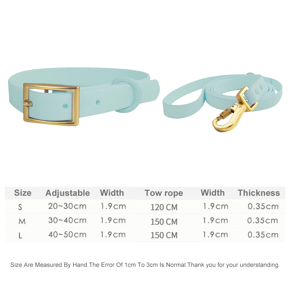 Waterproof Colorful Dog Collar Leash Set,Heavy Duty Adjustable Buckle PVC Dog Collar & Safety Auto-Lock Carabiner Leash for Dogs