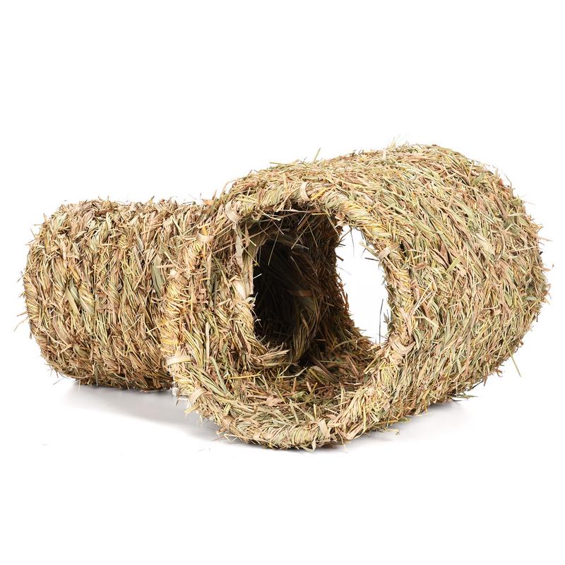 Rabbit Grass Tunnel Natural Grass Pet Nest Tunnel For Rabbits Indoor Small Animals Chewing And Biting Hideaway Hut For Dutch Pig