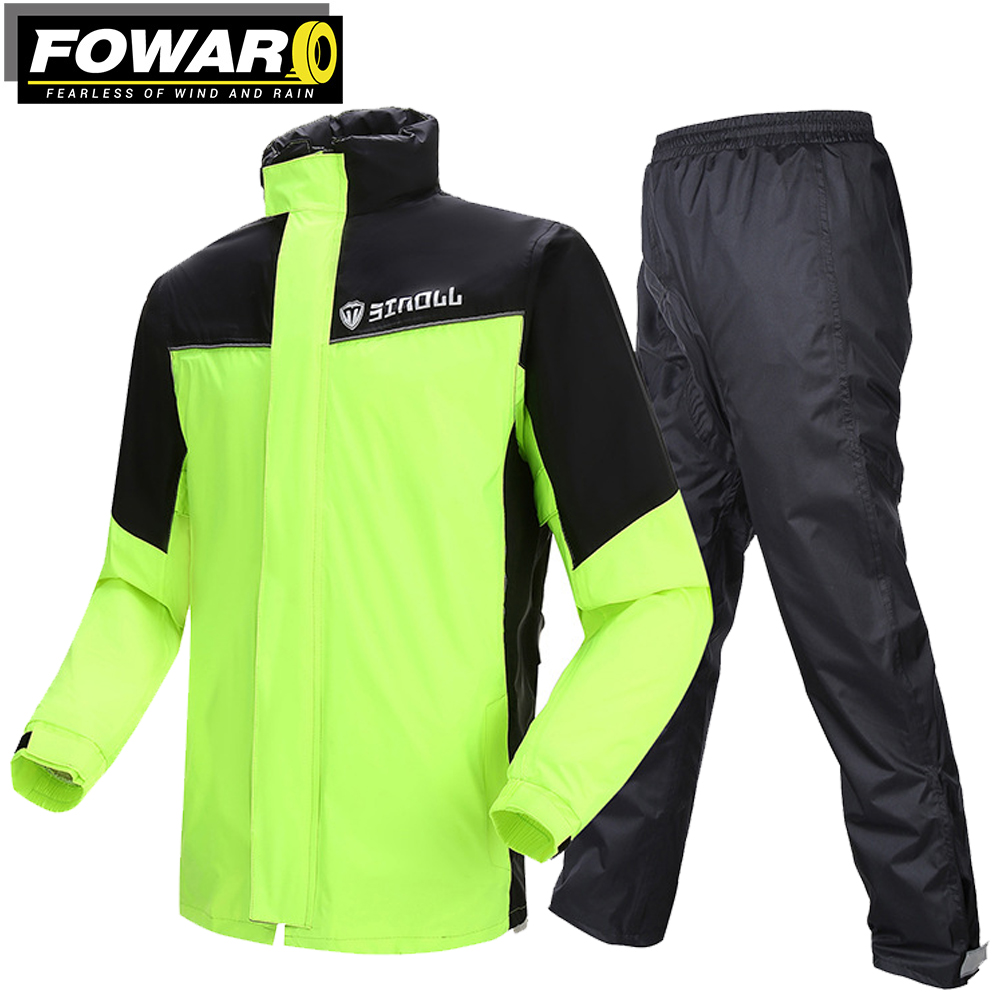 Motorcycle Raincoat Reflective Waterproof Biker Clothing Scooter Motorbike Accessories Top And Bottom Set Men Women S-2XL
