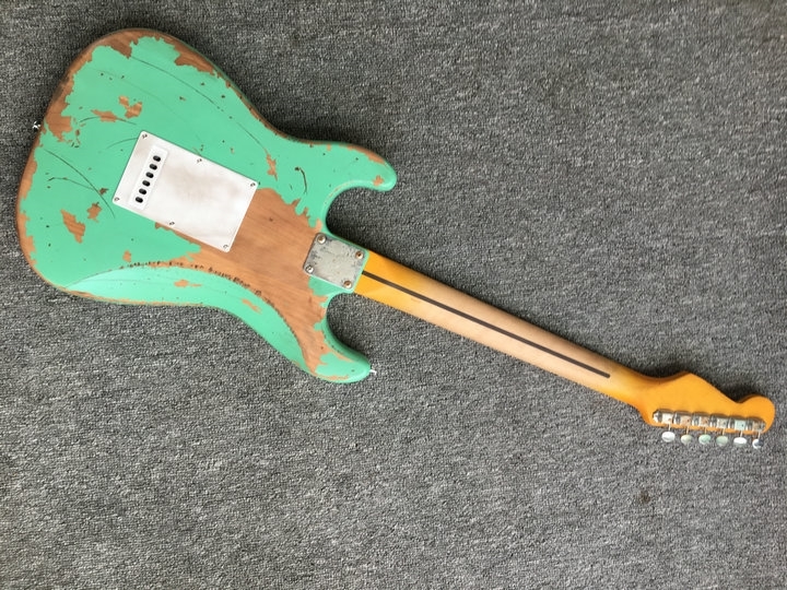 Aged Green ST Electric Guitar Alder Body maple Fretboard Chrome Hardware Free Delivery