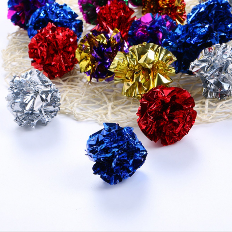 12pcs Cat Mylar Crinkle Balls Cat Toy Interactive Sound Ball Plastic Big Balls Crinkle Crackle Ring Paper Kitten Pet Play Toys