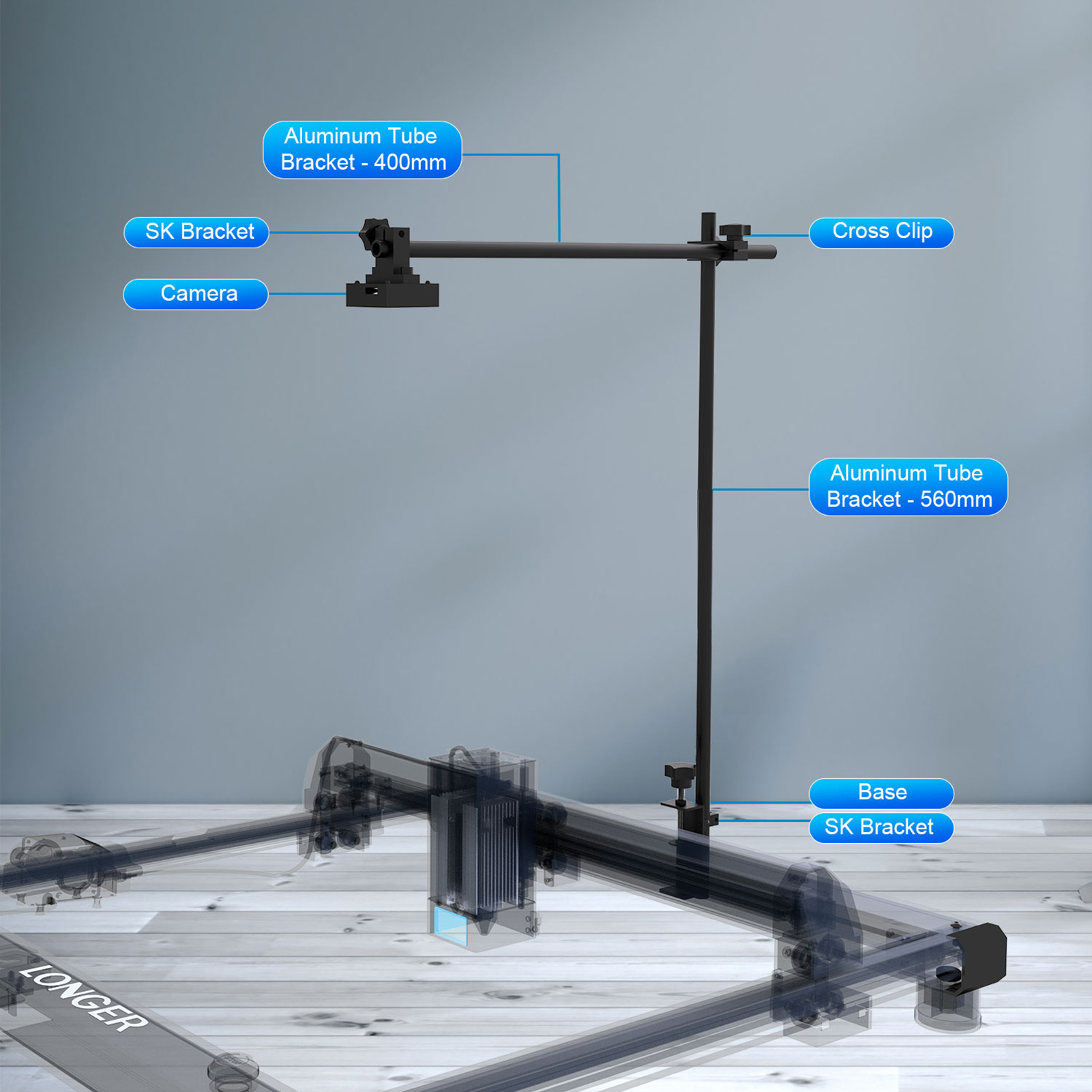 LONGER Lightburn Camera High 8MP Positioning and Recording 700*520mm Photography Range Support Real-time Monitoring