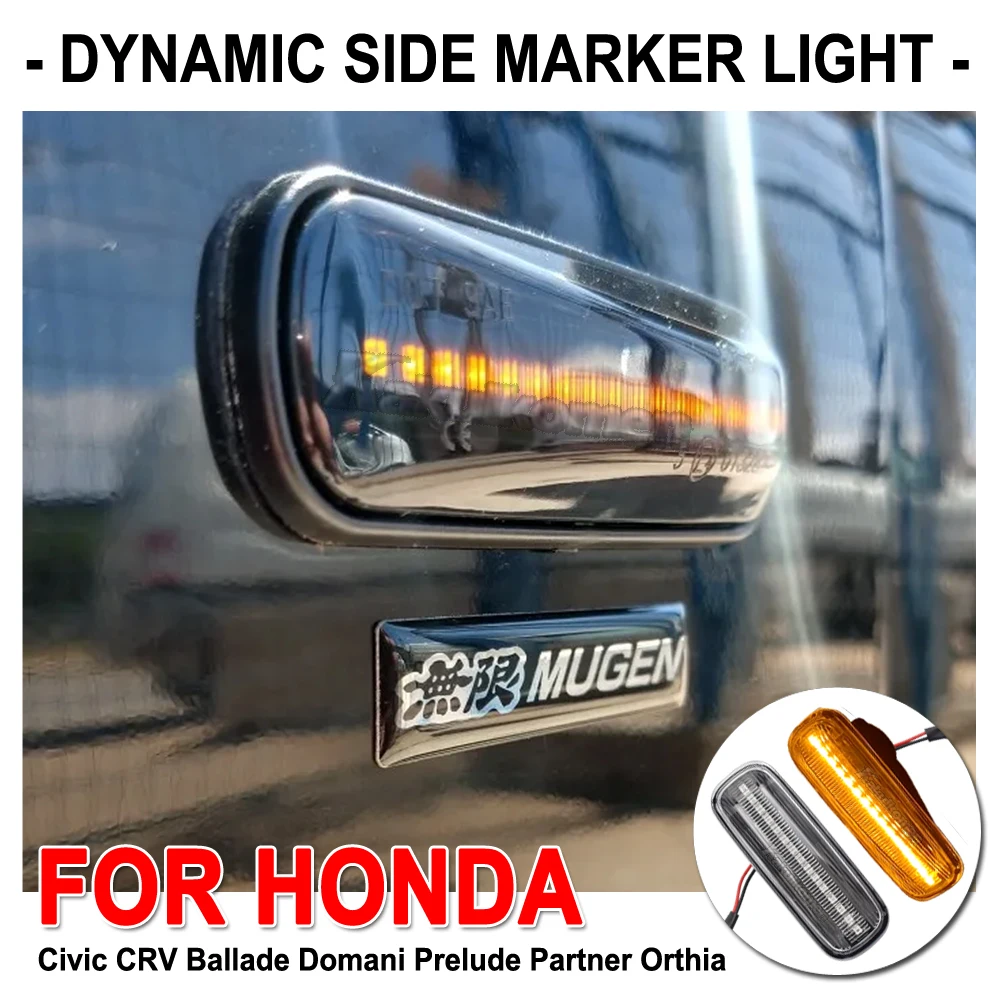 2X LED Flash Side Marker Lights For Honda Civic CRV Ballade Domani Prelude Partner Orthia LED Fender Indicator Turn Singnal Lamp