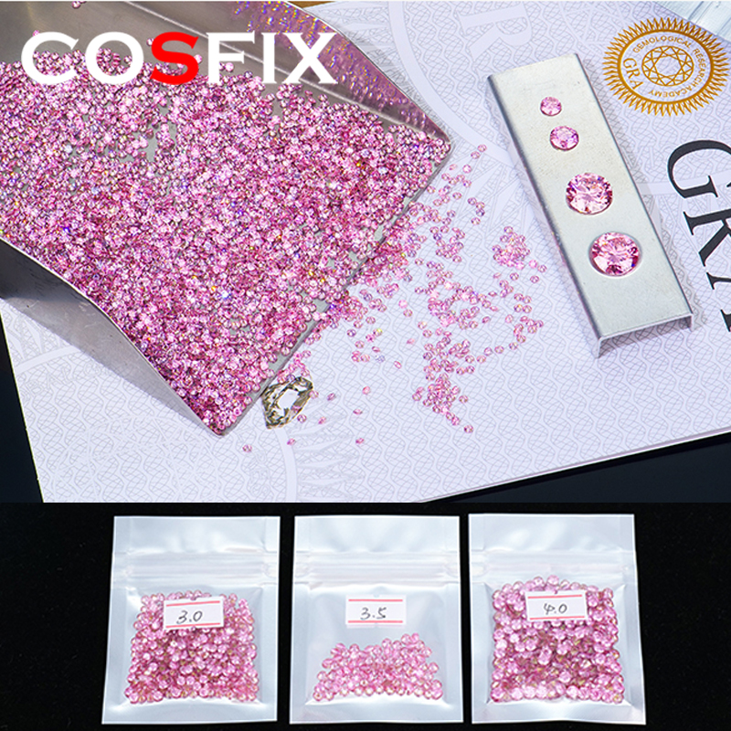 Top Belgium Cut Small Size Stones Loose Blue Green Pomegranate Red Pink Moissanite 0.8mm-3mm Lab Grown Moissanite Diamonds Bead