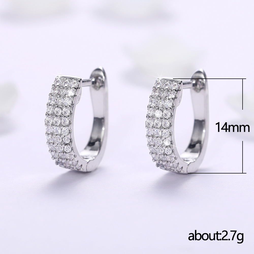 Horseshoe Cubic Zircon Diamond Hoop Charm Designer Buckle Ear Ring Sterling Silver CZ Huggie Earrings for Woman Girls Gift Crystal Fine Jewelry