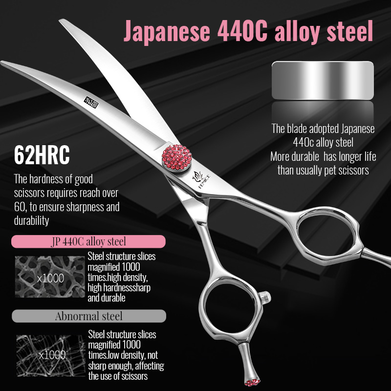 Fenice Professional 6/6.75/7/7.5 Inch Pet Scissors For Dog Grooming Straight&Thinner&Curved&Chunker Grooming Shears Tool Set