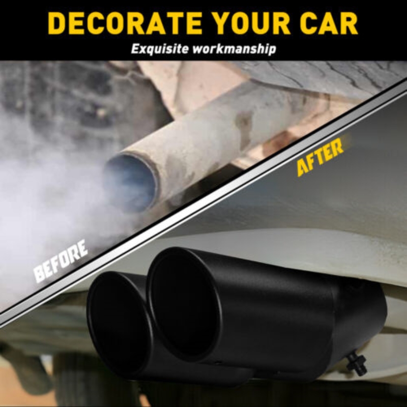 Car Rear Dual Exhaust Pipe Tail Muffler Tip Black Tail Pipe 1.5"-2.4" inch