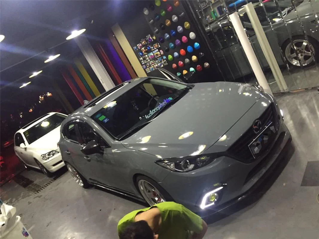 Glossy Cement Grey Vinyl Film Wrap Sticker Gloss Gray Self Adhesive Vinyl Bubble Free Console Computer Laptop Car Interior