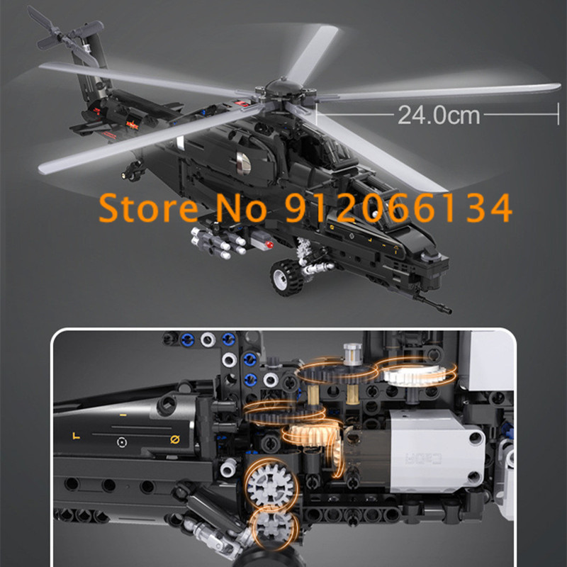 989PCS DIY Building Blocks RC Helicopter Missile Launch Propeller Linkage 59CM Large Radio Control Helicopter Model Kids Toy