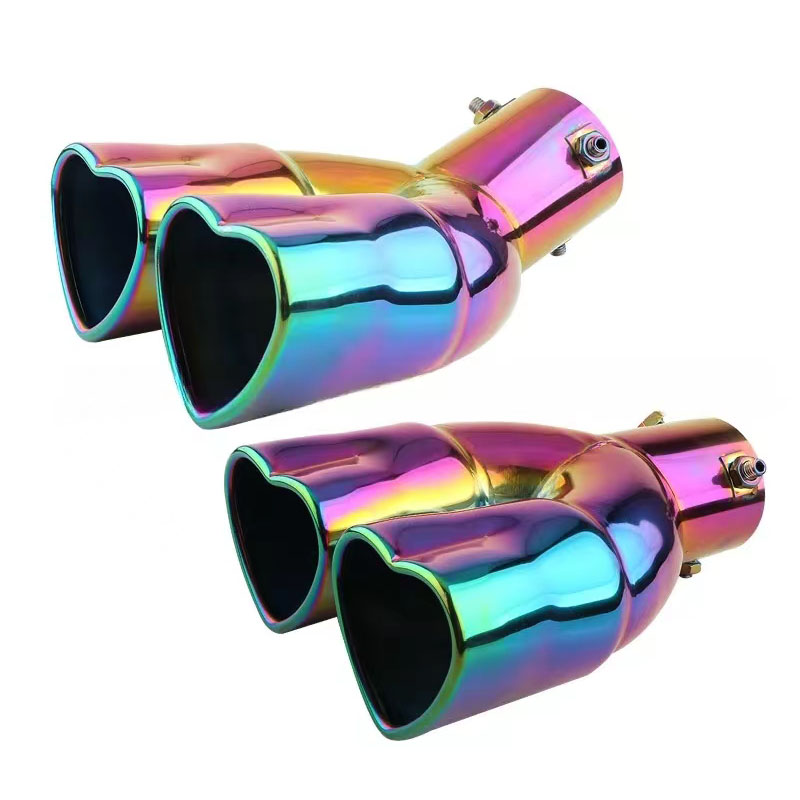 exhaust tip universal heart shape exhaust tip double rear exhaust muffler sound system echappement car accessories