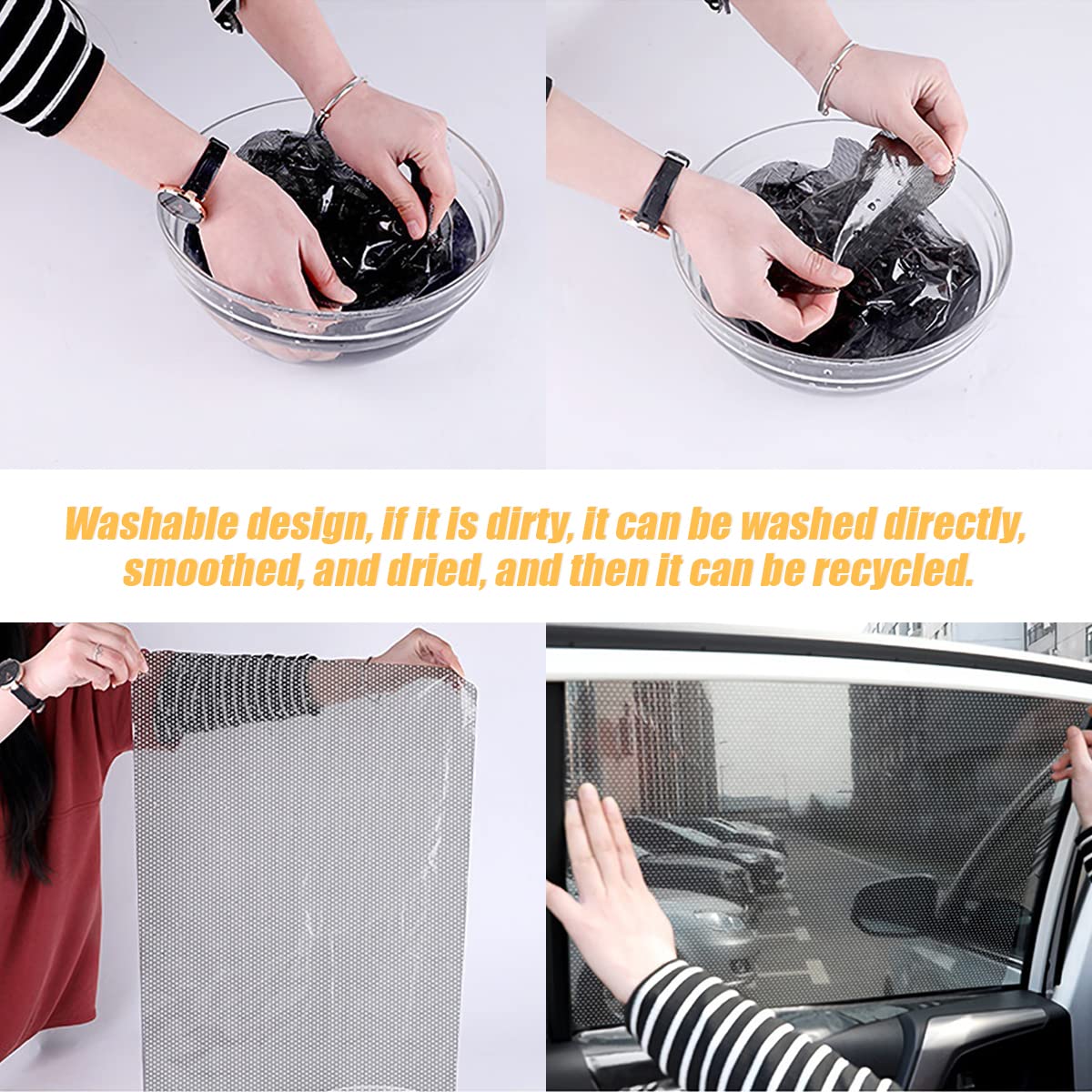 2/4Pcs Car Windshield Sunshade Sticker Car Side Window Sunshade Cover Summer UV Protector Sunshade Film Car Exterior Accessories